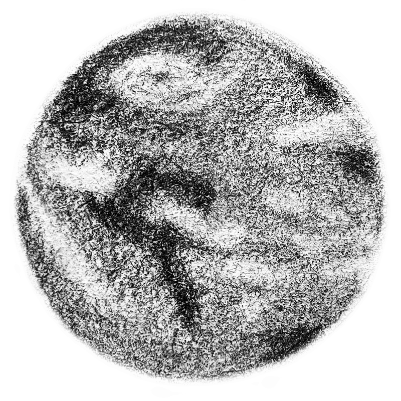 A pencil drawing of planet Earth.