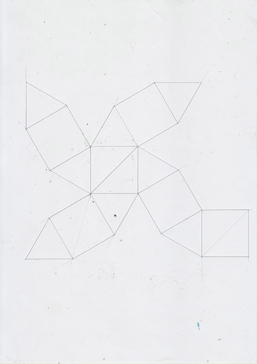 2D net of a cuboctahedron.