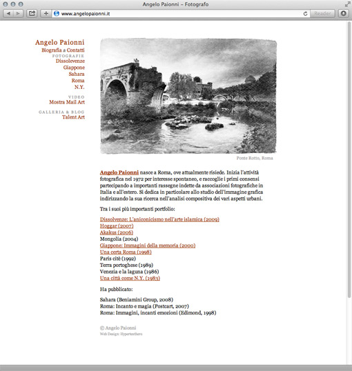 Website for Angelo Paionni.