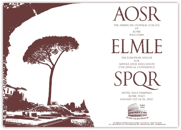The ad promoting the ELMLE conference in Rome shows a typical mediterranean tree.