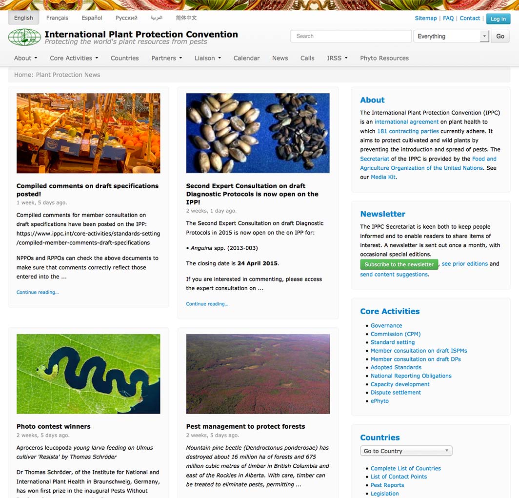 International Plant Protection Convention website 2015 redesign.