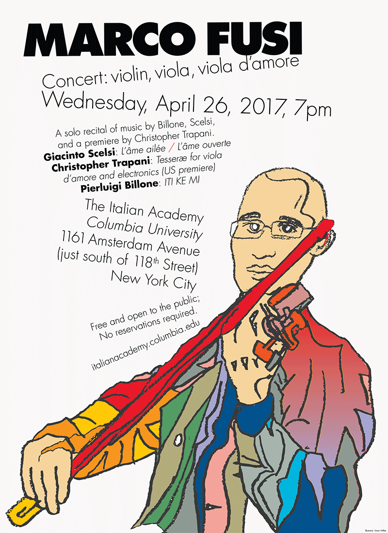 Poster for experimental violinist Marco Fusi.