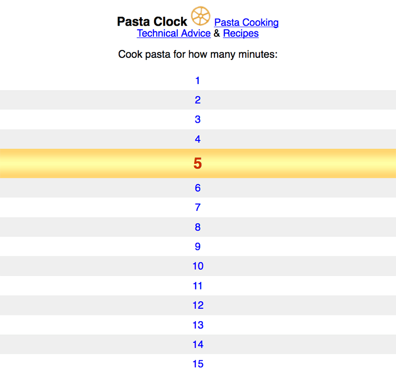 The pasta clock website.