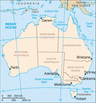 Australia states and mainland territories map.