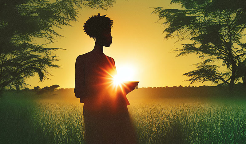 Illustration of African woman holding a book.